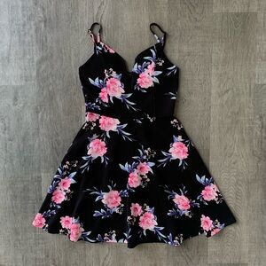 3/$10 Black Mini Dress w Pink Flower